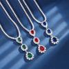 Luxus Mode Smaragd Saphir Rubin Wassertropfen Langes Anhänger Zirkon Tennis Halskette für Damen Verlobung Hochzeit Party Schmuck