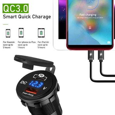 60W Fast Car Charger, PD & QC3.0 Dual USB Ports, LED Display, for iPhone 14/Samsung S23