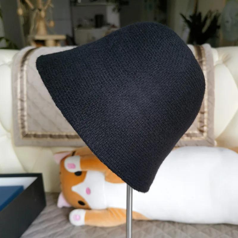 New Winter Hat Ins Wind Japanese Bucket Hats Korean Version Cute Knitted Hats Wool Bucket Hat For Women Mother Mum Gift