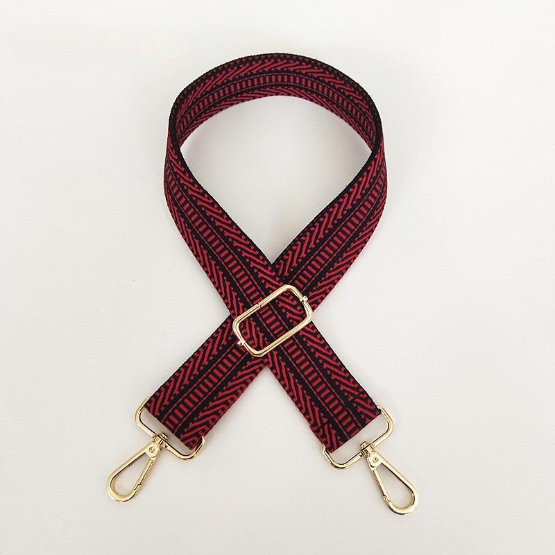 

New Bag Accessories Adjustable Wide Shoulder Strap Extended Bag Strap Ethnic Style Embroidered Woven Versatile Bag Parts Strap Light gold hook бордовый