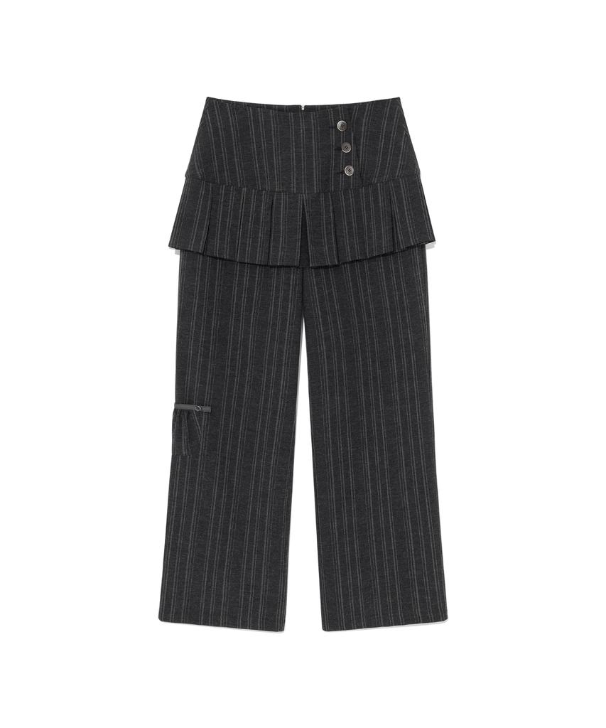 THE COLDEST MOMENT (W) Tcm Skirt Layered Button Pants (Charcoal)