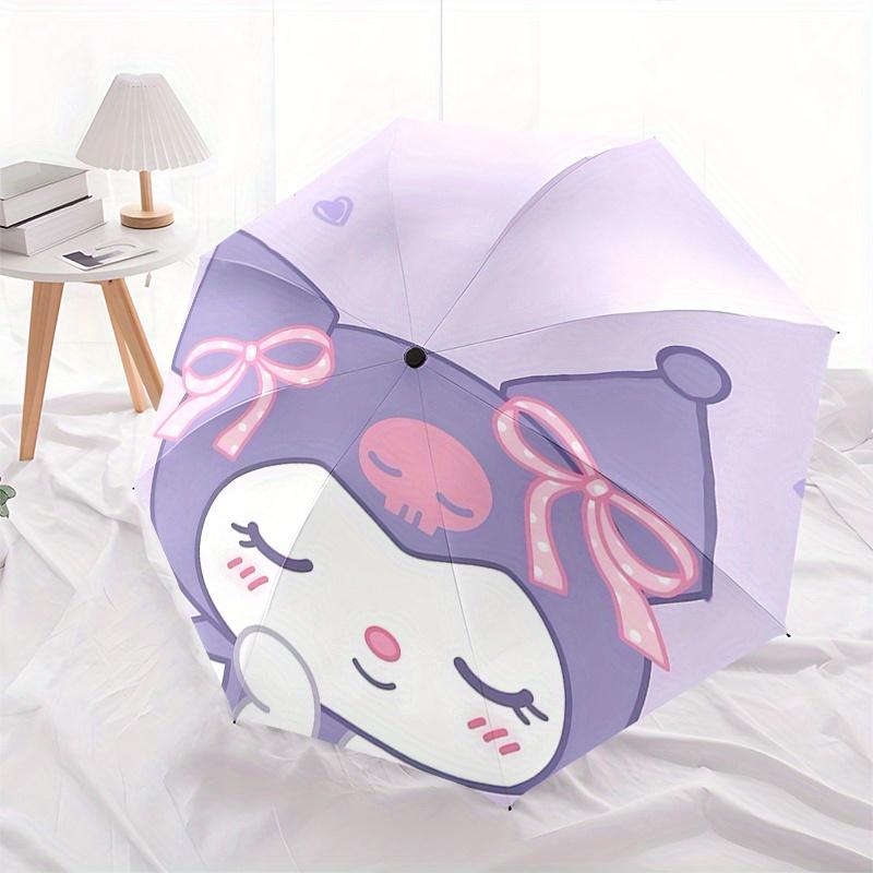 Kuromi Automatic Open/Close Umbrella-Cute Umbrella with Cute Design, Portable 3-Fold Compact Umbrella for Men & Women, Halloween Christmas G