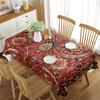Tovaglia Marocchina, Motivo Patchwork con Fiori, Illustrazione Bohemienne, Copritavolo Rettangolare per Soggiorno Cucina
