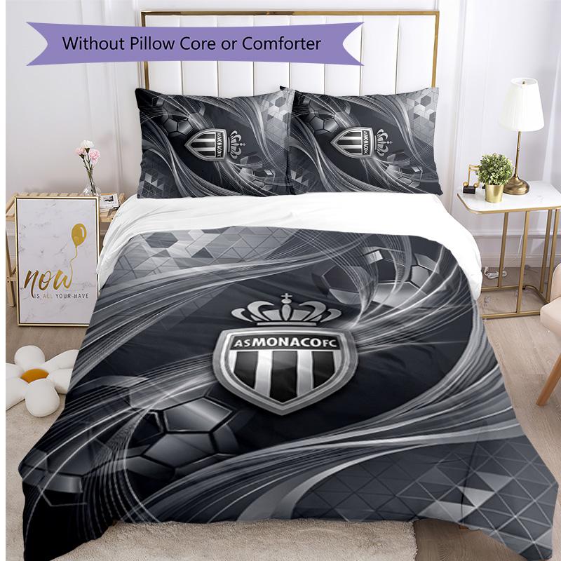 Monaco FC Printed 3PCS Bedding Set Breathable Duvet Cover with Pillowcases Decorative Bed Linen for Bedroom Home