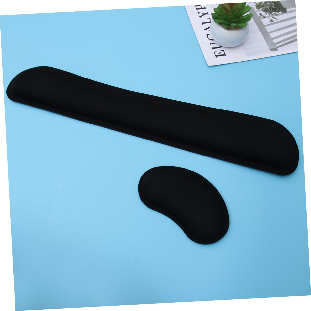 Ergonomic Wrist Rest Pad Mouse Pad Set 2 Pack Memory Foam Comfortable Keyboard Mouse Support Non-Slip Bottom