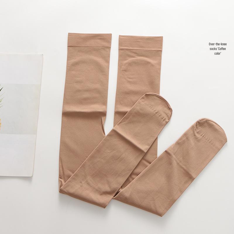 120D Velvet Over-the-Knee Tights with Knee Pads for Women - Nude, Thickened for Spring/Autumn/Winter