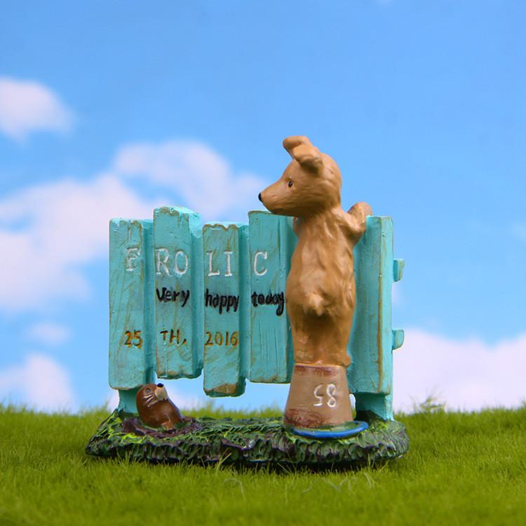 Kids Resin Garden Little Dog Fence Sea Lion Ornament For Potted Gift Plants