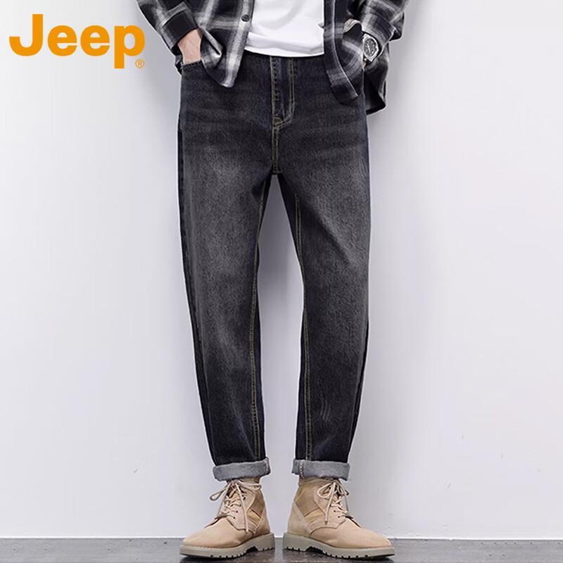 Jeep Men's American Retro Loose Straight-Leg Denim Jeans