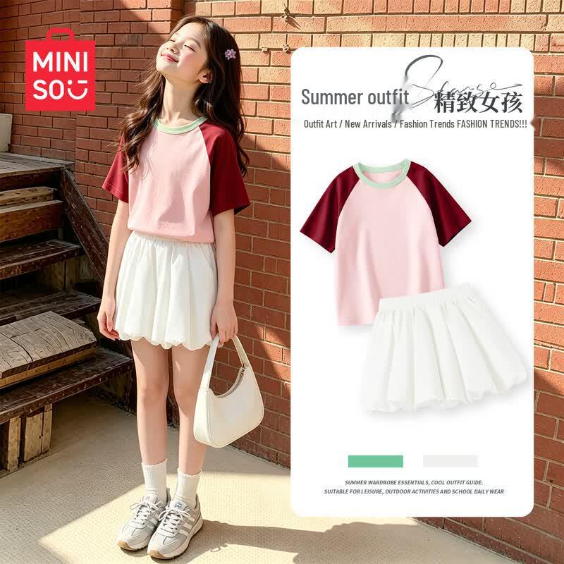 MINISO Girls Summer Cotton Short Sleeve Set 120