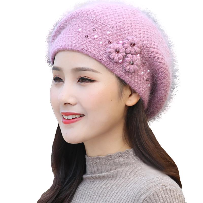 "Warm Winter Rabbit Fur Hat for Elderly Women – Thick Wool for Middle-Aged and Older Ladies"