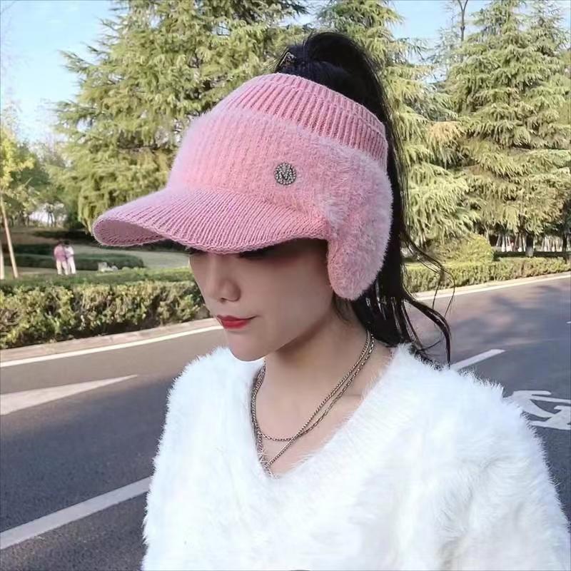 

Autumn and winter new versatile ear protection cap children s windproof thickened warm face small knitted wool empty top hat