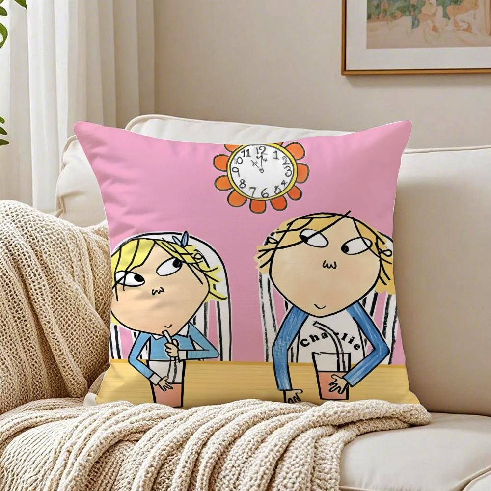 

Sweet Cute British Anime CCharlie and Lola anime Cushion Cover Pillowcase Antidustmite living Room Sofa Decor Cushion Room 30X30cm