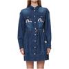 Evisu Laser Print Gradient Denim Long Sleeve Dress Women Dress Denim-Blue 2EAHTW1DR223FFDN