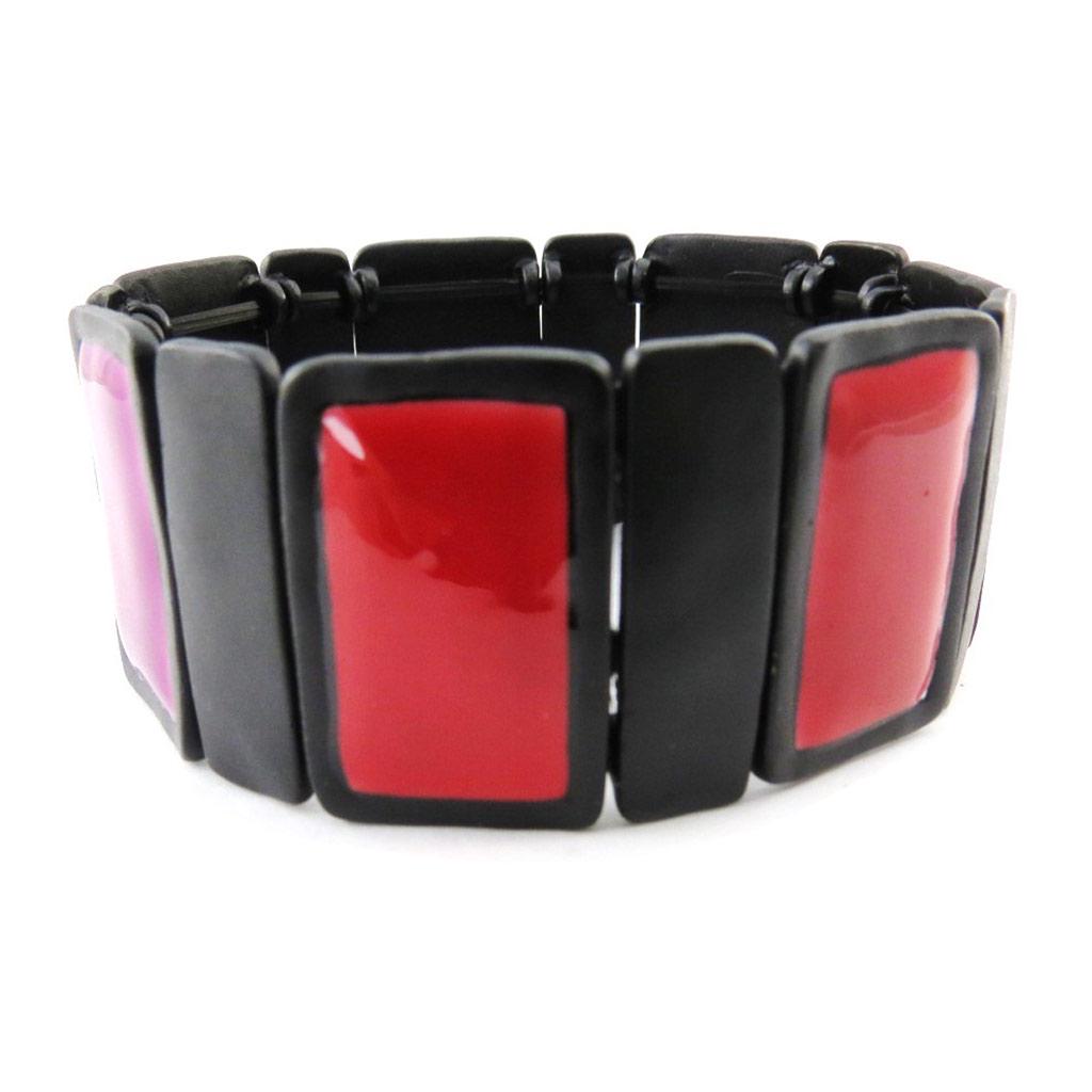 NOA [J1969] - Red Purple 'Arlequin' Designer Bracelet
