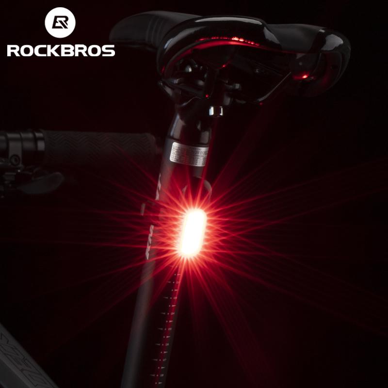 Rockbros Bicycle Rear Light Multifuctional Warning Bike Taillight Waterproof Type-C Rechargeable Mtb Road Cycling Tail Light