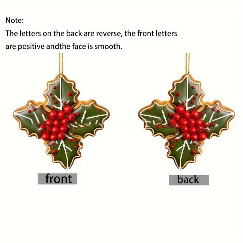 Christmas Hanging Ornaments 2D Snowflake Acrylic Flat Christmas Pendant Xmas Tree Wreath Decorations Home New Year Party Decor
