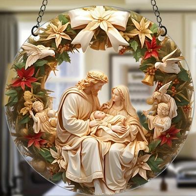Saint Mary Pendant Christmas Gift Christmas Ornament Acrylic Car Pendant Prayer Pendant for Home Garden Decor Christmas Decor