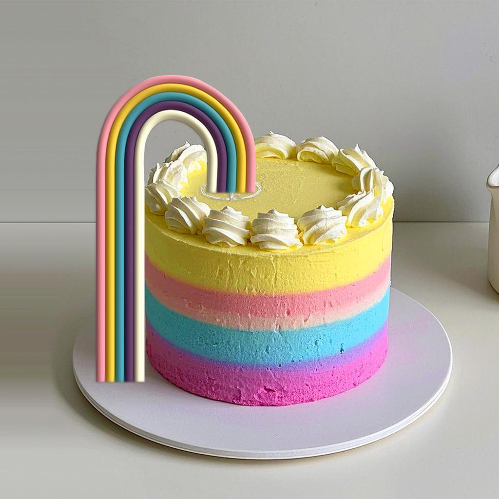 Rainbow Cake Toppers Colorful Balls Cake Decorations for Wedding Baby Shower Girls Boys Birthday Party Supplies (Macaron)