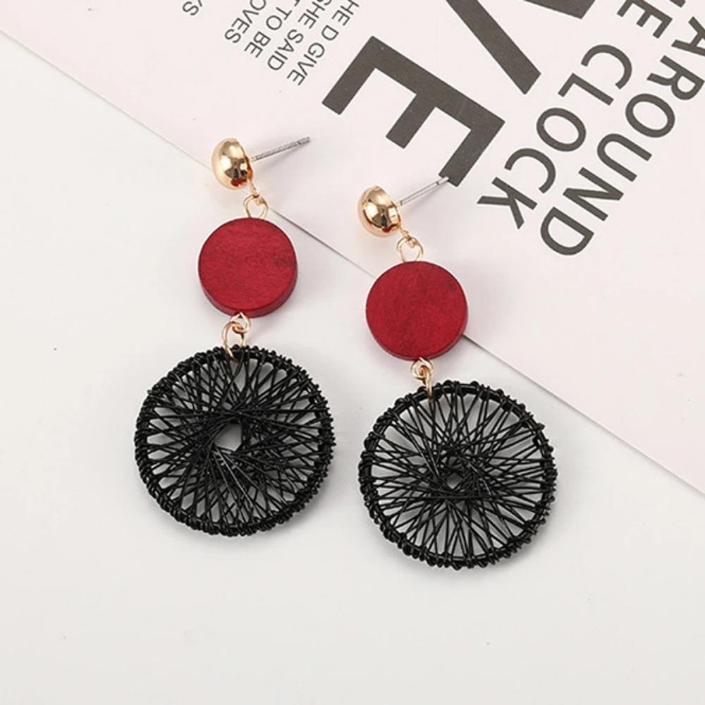 2025 New Korean Style Luxury Simple Big Round Hollow Mesh Drop Earrings for Women Fashion Jewelry Gifts
