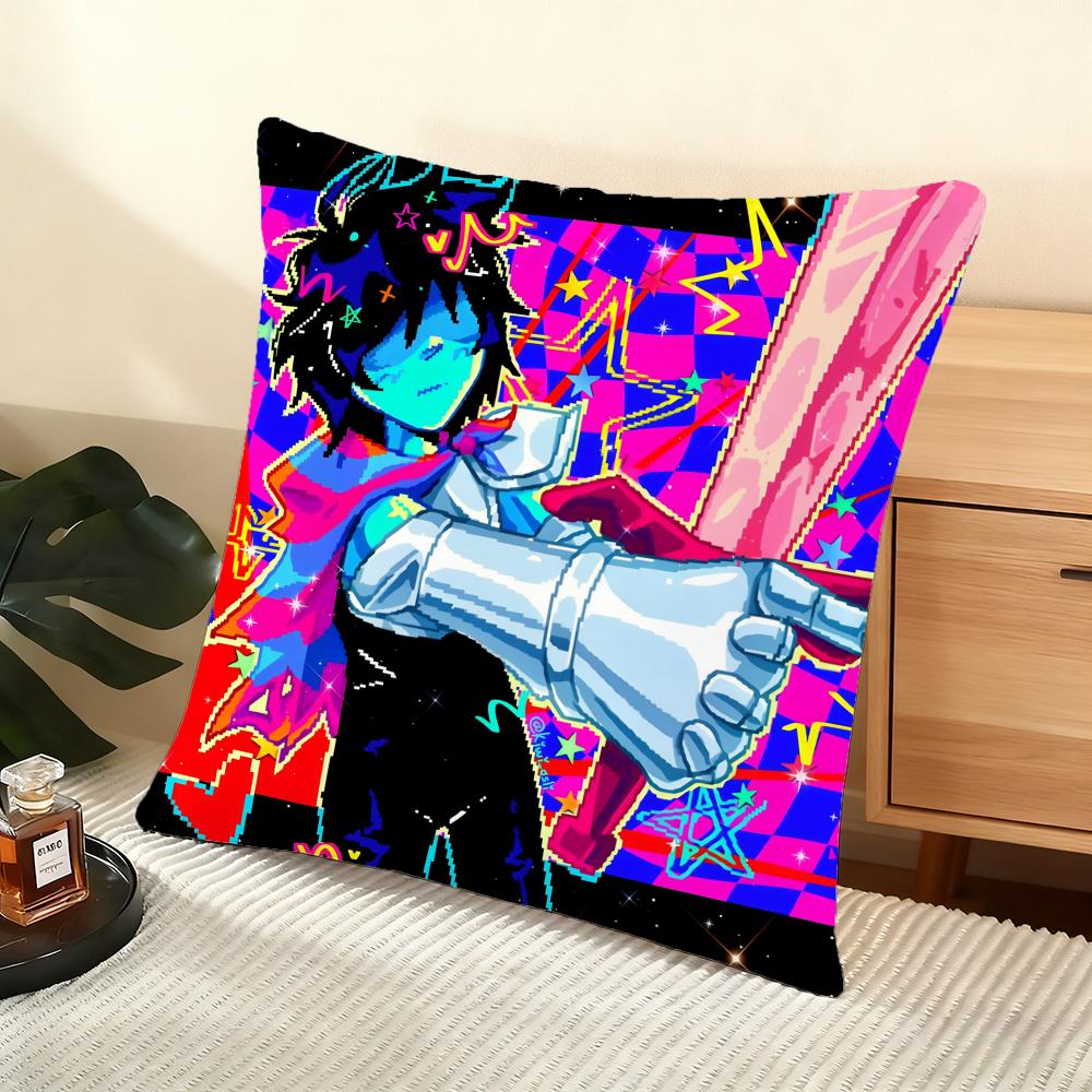 D-Deltarune Cushion Cover Soft Short Plush Pillow Cover Smooth Cozy Texture Aesthetic Cushion Case Home Decor