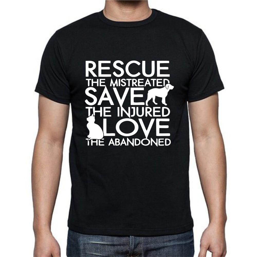 

Rescue Mistreated Save Injured animals Love Abandoned T shirt tee dog cat S