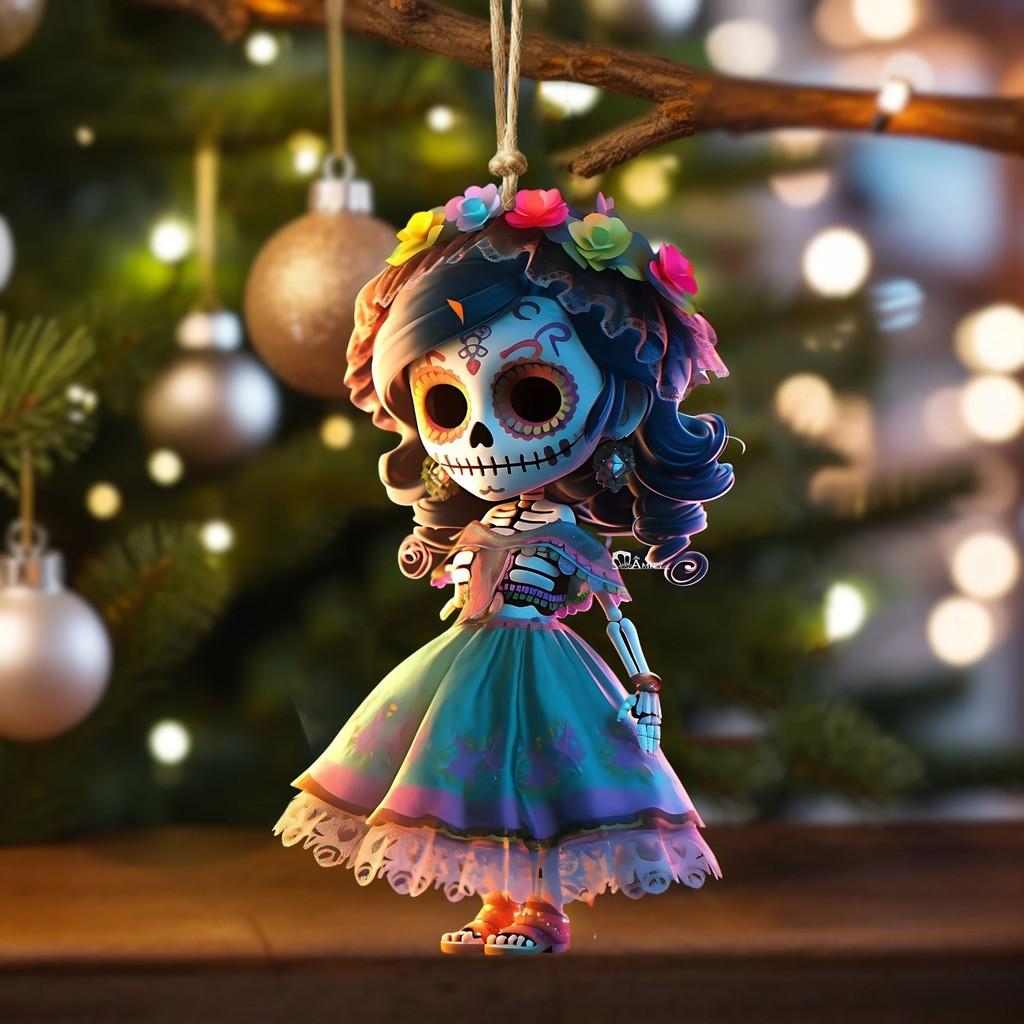 Of Day The Dead Theme Girl Pattern Acrylic Pendant For Decoration Festival
