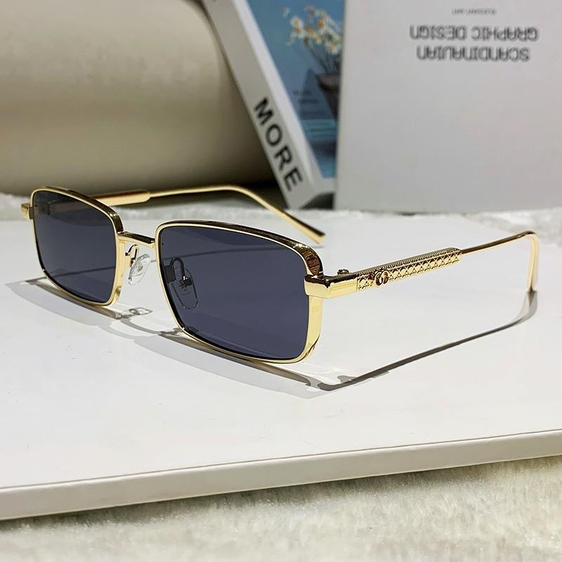 Metal Sunglasses With Geometric Square Frames Uv400 For Fashion Casual And Travel BrightGoldFullGray
