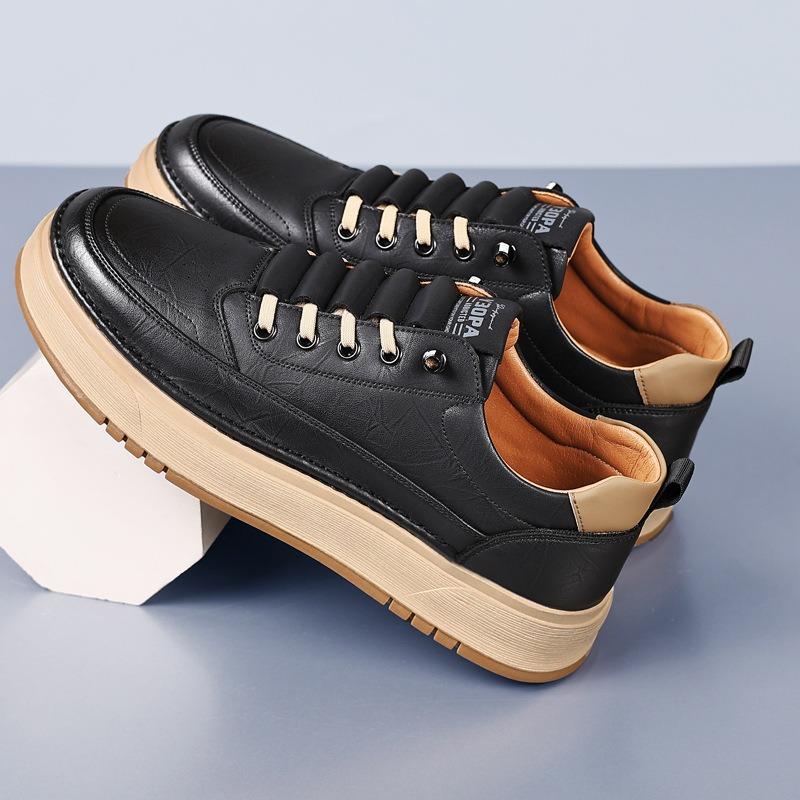 Fashion Cow Leather Platform Board Shoes for Men Designer Soft-soled Men's Running Shoes Spring Autumn Fashion Casual Sneakers Male