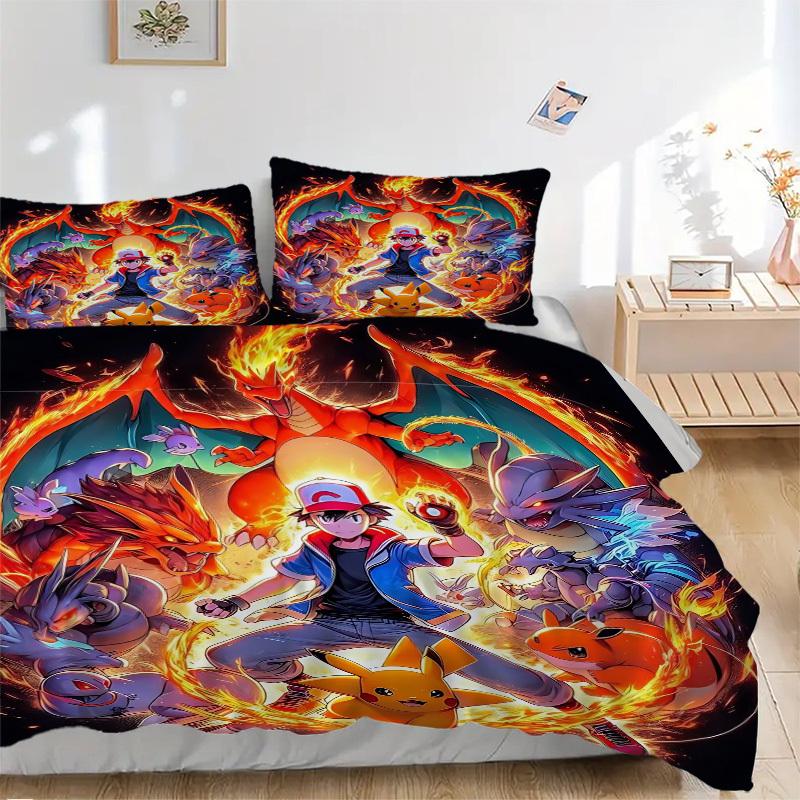 

3pcs Pokemon, Charizard Bedding Set. Soft and Comfortable with No Core Included (1x Duvet Cover + 2x Pillow Covers) yy251010128 135x200cm
