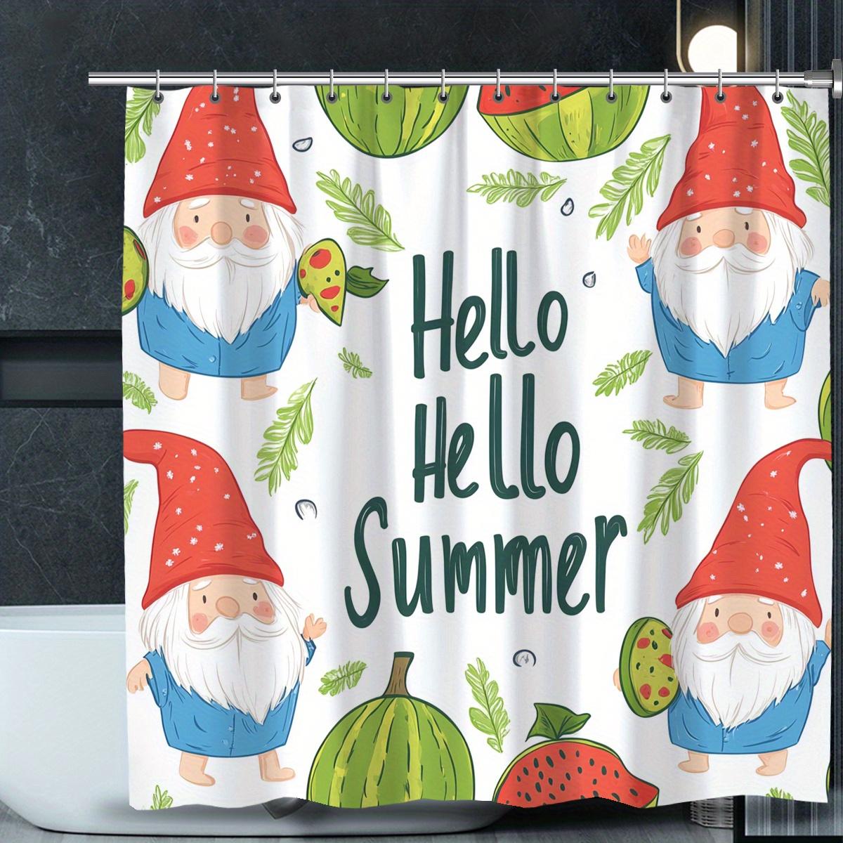 1 Hello Summer Gnome Shower Curtain, machine washable, perfect for all season bathroom decor, perfect for St. Patrick s Day 90X180cm