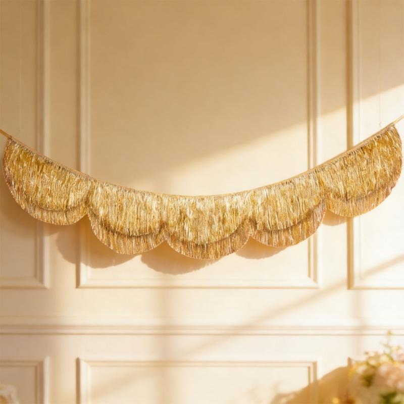 Scalloped Fringe Banners for Glittering Birthday Parties Glittering Decoration Photo Booth Backdrop PET Party Deck