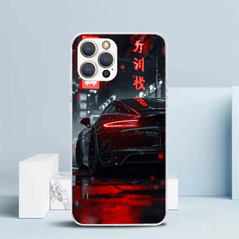 Sports Car 911 Soft Cover for iPhone 16 17 Air 15 14 Pro Max 16E Phone Case 13 Mini 12 11 7 SE 8 Print Pattern Fit Cases 16 17 A