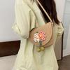 Durable Straw Crossbody Bag Flower Woven Coin Purse Handbag Girls Shoulder Messenger Bag Summer Cute Princess Handbag 2025 Gift
