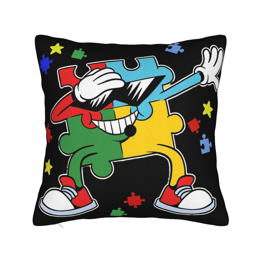 Decorative Pillowcases Dabbing Puzzle Autism Awareness Merchandise Chair Pillow Case Cover Square MultiSize
