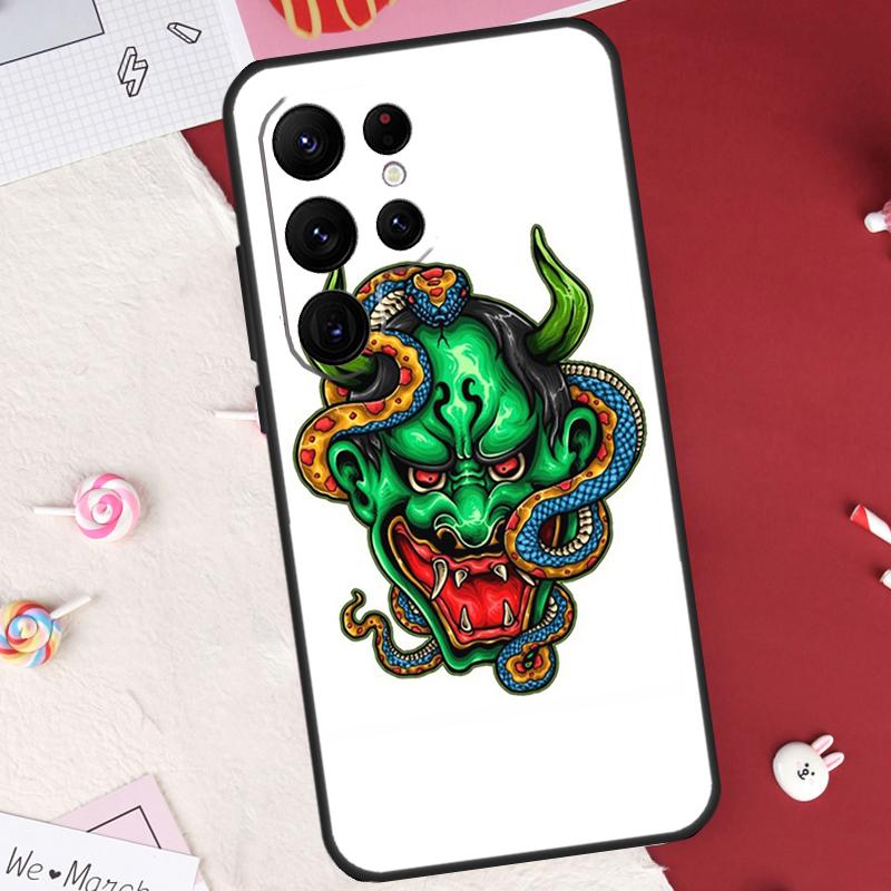 

Japanese Hannya Oni Mask Case For Samsung Galaxy S24 FE S20 FE S21 S22 S23 S25 S26 Ultra S10 Plus S25 FE Cover Shell Galaxy S20Ultra