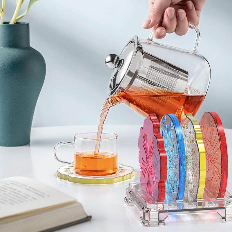 Irregular Flower Pattern Coaster Tray Silicone Mold Epoxy Resin Mold for Stylish Home Decoration Handmade Cup Mat Mould