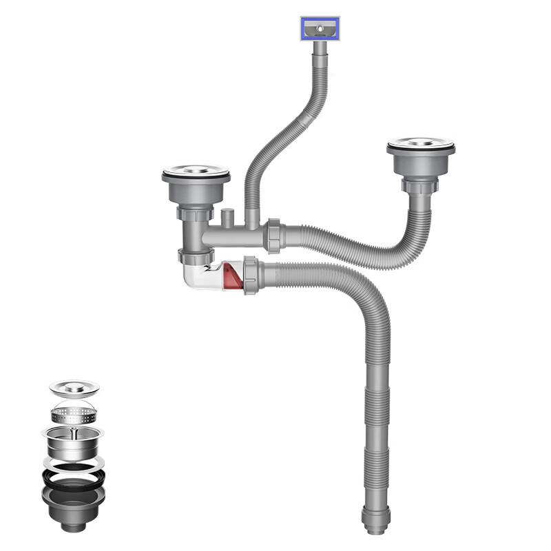 Sada odtokových trubek pro dvojitý nerezový dřez