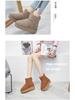 Women's Korean Style Thick Sole Hidden Heel Snow Boots: Genuine Leather, Fleece-Lined, Warm Ankle Boot for Versatile Winter Wear.