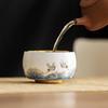 Gilt Ceramic Teacup - Mutton Fat Jade & Silver White Porcelain Kung Fu Tea Set