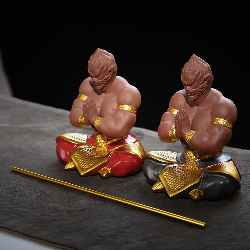 Ceramic Sun Wukong Character Statue, Modern Art Sculpture, Home Living Room, Loft Crafts Gift, Battle God Monkey Statue
