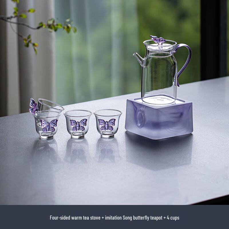 Crystal Glass Candle Tea Warmer Set