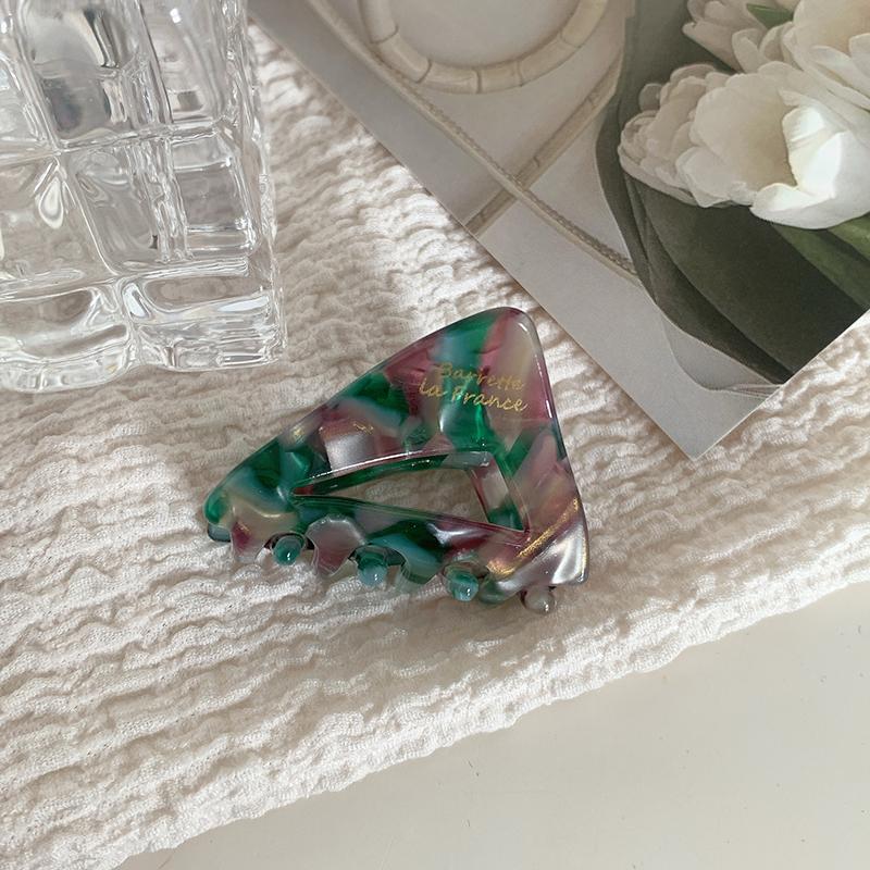 Korean New Fashion 2.5cm Mini Triangle Hollow Colorful Hair Clip Simple Advanced Acetic Acid Shark Clip Hair Accessories
