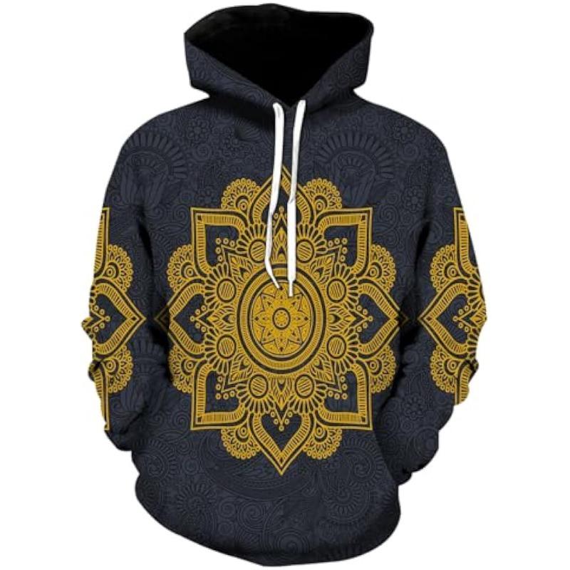 Men's Hoodies 3D Novelty Pullover Sweatshirt, Xmas Men Women Teen Boy Gifts, Black White Galaxy Print Flag