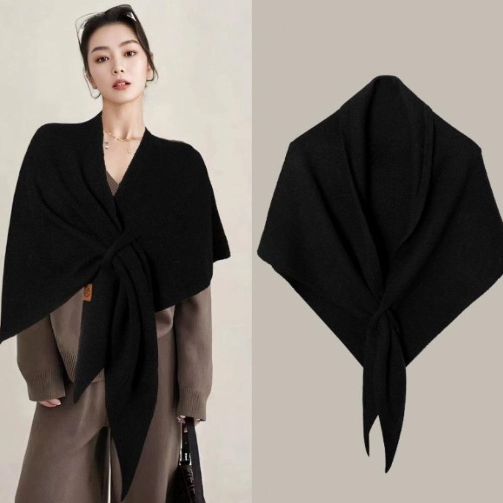 Triangle Scarf Scarf Solid Color Shawl Cape Autumn and Winter Women's High-end Shawl Blanket Warm Small Cape Cape