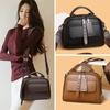 Klassische kleine Leder-Umhängetasche Vintage Boston Bag mit Reißverschluss und Nieten-Details Ideal für den täglichen Gebrauch, Arbeit, Einkaufen und Treffen mit Freunden