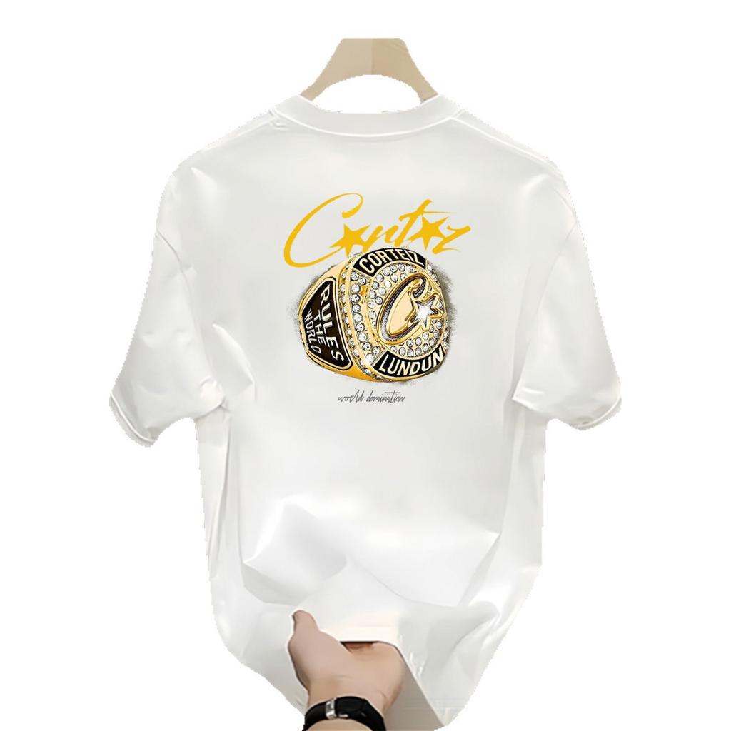 Explosive Good Goods 100% Cotton Men'S Short Sleeve T-Shirt Top Loose Trend T-Shirt Crew Neck