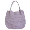 (As Show, One Size) Bohemian Straw Shoulder Bag for Women Spacious Woven Beach Handbag with Comfortable Handle Large Underarm Shopper Bag Purple KB
