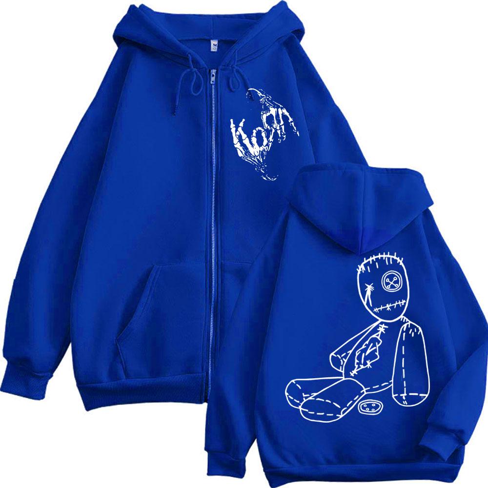 Begränsad Korn Rockband Merch Huvtröjor med dragkedja Musikalbum Tryck Zip-up Träningsjackor Herr Dam Högkvalitativ Mode Pullovers
