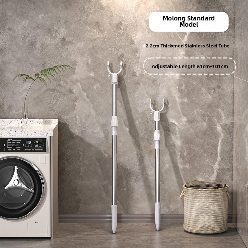 

Retractable Clothes Drng Rod Single Prong Clothes Hanger Storage Organizer for Home Dormi Stainl Steel PP Material