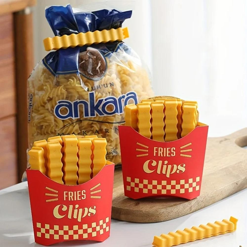 12 PEZZI Clip Sigillante a Forma di Patatina Fritta - Per Sigillare Snack, Fermagli per Cibo, Strisce Sigillanti per Sacchetti di Plastica con Condimenti